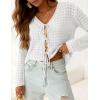 imagePRETTYGARDEN Crochet Cardigan Sweaters for Women Trendy Spring Summer Long Sleeve Tie Front Tops Boho Beach Vacation ClothesWhite