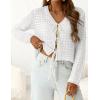 imagePRETTYGARDEN Crochet Cardigan Sweaters for Women Trendy Spring Summer Long Sleeve Tie Front Tops Boho Beach Vacation ClothesWhite