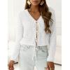imagePRETTYGARDEN Crochet Cardigan Sweaters for Women Trendy Spring Summer Long Sleeve Tie Front Tops Boho Beach Vacation ClothesWhite