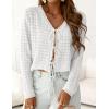 imagePRETTYGARDEN Crochet Cardigan Sweaters for Women Trendy Spring Summer Long Sleeve Tie Front Tops Boho Beach Vacation ClothesWhite