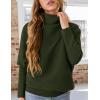 imagePRETTYGARDEN Fall Sweaters for Women 2026 Winter Clothing Batwing Sleeve Casual Loose Knit Turtleneck Sweater Holiday OutfitsArmy Green