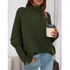 imagePRETTYGARDEN Fall Sweaters for Women 2026 Winter Clothing Batwing Sleeve Casual Loose Knit Turtleneck Sweater Holiday OutfitsArmy Green