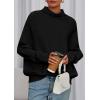 imagePRETTYGARDEN Fall Sweaters for Women 2026 Winter Clothing Batwing Sleeve Casual Loose Knit Turtleneck Sweater Holiday OutfitsBlack