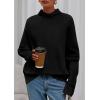 imagePRETTYGARDEN Fall Sweaters for Women 2026 Winter Clothing Batwing Sleeve Casual Loose Knit Turtleneck Sweater Holiday OutfitsBlack