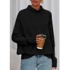 imagePRETTYGARDEN Fall Sweaters for Women 2026 Winter Clothing Batwing Sleeve Casual Loose Knit Turtleneck Sweater Holiday OutfitsBlack