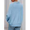imagePRETTYGARDEN Fall Sweaters for Women 2026 Winter Clothing Batwing Sleeve Casual Loose Knit Turtleneck Sweater Holiday OutfitsBlue