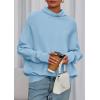 imagePRETTYGARDEN Fall Sweaters for Women 2026 Winter Clothing Batwing Sleeve Casual Loose Knit Turtleneck Sweater Holiday OutfitsBlue