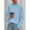imagePRETTYGARDEN Fall Sweaters for Women 2026 Winter Clothing Batwing Sleeve Casual Loose Knit Turtleneck Sweater Holiday OutfitsBlue