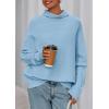 imagePRETTYGARDEN Fall Sweaters for Women 2026 Winter Clothing Batwing Sleeve Casual Loose Knit Turtleneck Sweater Holiday OutfitsBlue