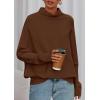imagePRETTYGARDEN Fall Sweaters for Women 2026 Winter Clothing Batwing Sleeve Casual Loose Knit Turtleneck Sweater Holiday OutfitsBrown