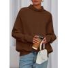 imagePRETTYGARDEN Fall Sweaters for Women 2026 Winter Clothing Batwing Sleeve Casual Loose Knit Turtleneck Sweater Holiday OutfitsBrown