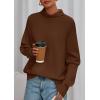 imagePRETTYGARDEN Fall Sweaters for Women 2026 Winter Clothing Batwing Sleeve Casual Loose Knit Turtleneck Sweater Holiday OutfitsBrown