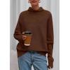 imagePRETTYGARDEN Fall Sweaters for Women 2026 Winter Clothing Batwing Sleeve Casual Loose Knit Turtleneck Sweater Holiday OutfitsBrown
