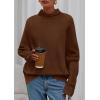 imagePRETTYGARDEN Fall Sweaters for Women 2026 Winter Clothing Batwing Sleeve Casual Loose Knit Turtleneck Sweater Holiday OutfitsBrown