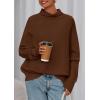 imagePRETTYGARDEN Fall Sweaters for Women 2026 Winter Clothing Batwing Sleeve Casual Loose Knit Turtleneck Sweater Holiday OutfitsBrown