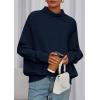 imagePRETTYGARDEN Fall Sweaters for Women 2026 Winter Clothing Batwing Sleeve Casual Loose Knit Turtleneck Sweater Holiday OutfitsNavy