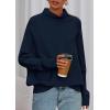 imagePRETTYGARDEN Fall Sweaters for Women 2026 Winter Clothing Batwing Sleeve Casual Loose Knit Turtleneck Sweater Holiday OutfitsNavy