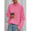 imagePRETTYGARDEN Fall Sweaters for Women 2026 Winter Clothing Batwing Sleeve Casual Loose Knit Turtleneck Sweater Holiday OutfitsPink