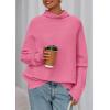 imagePRETTYGARDEN Fall Sweaters for Women 2026 Winter Clothing Batwing Sleeve Casual Loose Knit Turtleneck Sweater Holiday OutfitsPink