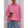 imagePRETTYGARDEN Fall Sweaters for Women 2026 Winter Clothing Batwing Sleeve Casual Loose Knit Turtleneck Sweater Holiday OutfitsPink