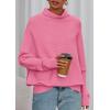 imagePRETTYGARDEN Fall Sweaters for Women 2026 Winter Clothing Batwing Sleeve Casual Loose Knit Turtleneck Sweater Holiday OutfitsPink