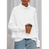 imagePRETTYGARDEN Fall Sweaters for Women 2026 Winter Clothing Batwing Sleeve Casual Loose Knit Turtleneck Sweater Holiday OutfitsWhite