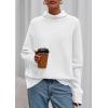 imagePRETTYGARDEN Fall Sweaters for Women 2026 Winter Clothing Batwing Sleeve Casual Loose Knit Turtleneck Sweater Holiday OutfitsWhite