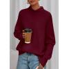 imagePRETTYGARDEN Fall Sweaters for Women 2026 Winter Clothing Batwing Sleeve Casual Loose Knit Turtleneck Sweater Holiday OutfitsWine Red