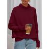 imagePRETTYGARDEN Fall Sweaters for Women 2026 Winter Clothing Batwing Sleeve Casual Loose Knit Turtleneck Sweater Holiday OutfitsWine Red