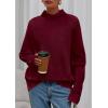 imagePRETTYGARDEN Fall Sweaters for Women 2026 Winter Clothing Batwing Sleeve Casual Loose Knit Turtleneck Sweater Holiday OutfitsWine Red