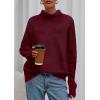 imagePRETTYGARDEN Fall Sweaters for Women 2026 Winter Clothing Batwing Sleeve Casual Loose Knit Turtleneck Sweater Holiday OutfitsWine Red