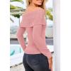 imagePRETTYGARDEN Off The Shoulder Sweater for Women 2026 Fall Fashion Cute Long Sleeve Tops Winter Ribbed Pullover Knit OutfitsBean Paste Pink