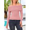 imagePRETTYGARDEN Off The Shoulder Sweater for Women 2026 Fall Fashion Cute Long Sleeve Tops Winter Ribbed Pullover Knit OutfitsBean Paste Pink