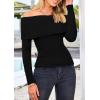 imagePRETTYGARDEN Off The Shoulder Sweater for Women 2026 Fall Fashion Cute Long Sleeve Tops Winter Ribbed Pullover Knit OutfitsBlack