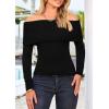 imagePRETTYGARDEN Off The Shoulder Sweater for Women 2026 Fall Fashion Cute Long Sleeve Tops Winter Ribbed Pullover Knit OutfitsBlack