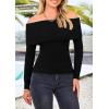 imagePRETTYGARDEN Off The Shoulder Sweater for Women 2026 Fall Fashion Cute Long Sleeve Tops Winter Ribbed Pullover Knit OutfitsBlack