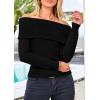 imagePRETTYGARDEN Off The Shoulder Sweater for Women 2026 Fall Fashion Cute Long Sleeve Tops Winter Ribbed Pullover Knit OutfitsBlack