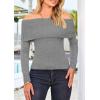 imagePRETTYGARDEN Off The Shoulder Sweater for Women 2026 Fall Fashion Cute Long Sleeve Tops Winter Ribbed Pullover Knit OutfitsGrey