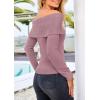 imagePRETTYGARDEN Off The Shoulder Sweater for Women 2026 Fall Fashion Cute Long Sleeve Tops Winter Ribbed Pullover Knit OutfitsHeather Pink