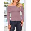 imagePRETTYGARDEN Off The Shoulder Sweater for Women 2026 Fall Fashion Cute Long Sleeve Tops Winter Ribbed Pullover Knit OutfitsHeather Pink