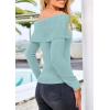 imagePRETTYGARDEN Off The Shoulder Sweater for Women 2026 Fall Fashion Cute Long Sleeve Tops Winter Ribbed Pullover Knit OutfitsLight Blue