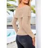 imagePRETTYGARDEN Off The Shoulder Sweater for Women 2026 Fall Fashion Cute Long Sleeve Tops Winter Ribbed Pullover Knit OutfitsLight Camel