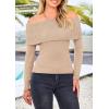 imagePRETTYGARDEN Off The Shoulder Sweater for Women 2026 Fall Fashion Cute Long Sleeve Tops Winter Ribbed Pullover Knit OutfitsLight Camel