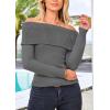 imagePRETTYGARDEN Off The Shoulder Sweater for Women 2026 Fall Fashion Cute Long Sleeve Tops Winter Ribbed Pullover Knit OutfitsMid Grey