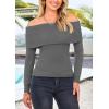 imagePRETTYGARDEN Off The Shoulder Sweater for Women 2026 Fall Fashion Cute Long Sleeve Tops Winter Ribbed Pullover Knit OutfitsMid Grey