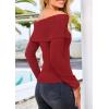 imagePRETTYGARDEN Off The Shoulder Sweater for Women 2026 Fall Fashion Cute Long Sleeve Tops Winter Ribbed Pullover Knit OutfitsRust Red