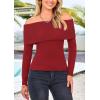 imagePRETTYGARDEN Off The Shoulder Sweater for Women 2026 Fall Fashion Cute Long Sleeve Tops Winter Ribbed Pullover Knit OutfitsRust Red