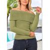 imagePRETTYGARDEN Off The Shoulder Sweater for Women 2026 Fall Fashion Cute Long Sleeve Tops Winter Ribbed Pullover Knit OutfitsSage Green
