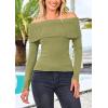 imagePRETTYGARDEN Off The Shoulder Sweater for Women 2026 Fall Fashion Cute Long Sleeve Tops Winter Ribbed Pullover Knit OutfitsSage Green