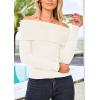 imagePRETTYGARDEN Off The Shoulder Sweater for Women 2026 Fall Fashion Cute Long Sleeve Tops Winter Ribbed Pullover Knit OutfitsSnow White